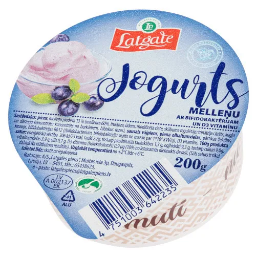 Jogurts melleņu ar bifidobaktērijām 200g, Latgales Piens