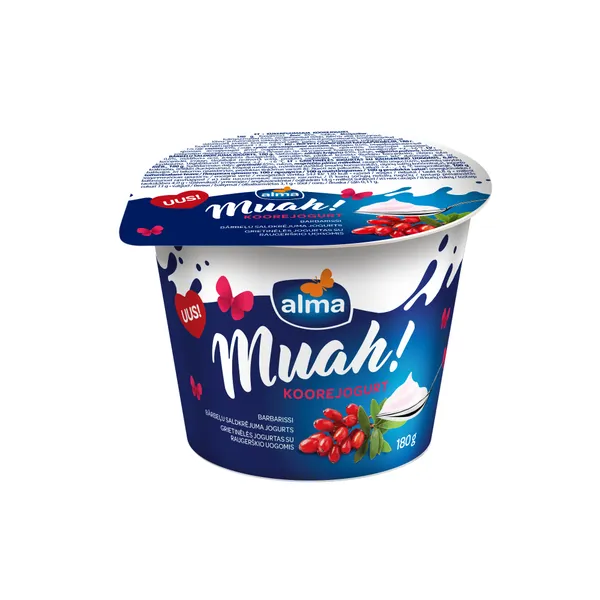 Jogurts Muah! ar bārbeļu garšu 180g, Alma