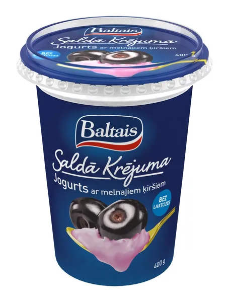Saldā krējuma jogurts Baltais ar melnajiem ķiršiem 400g