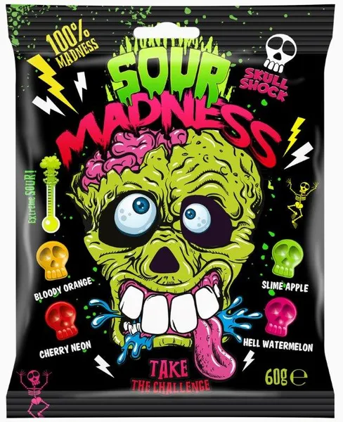 Karameles Sour Madness skābas ar augļu g. 60g