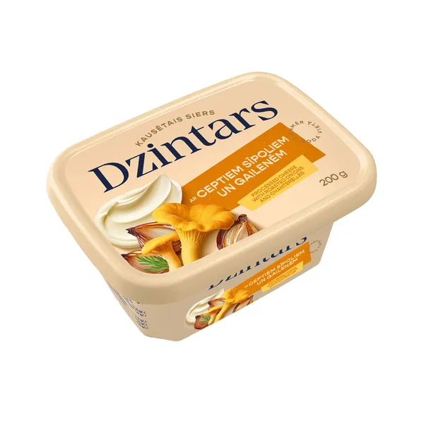 Kausētais siers DZINTARS ar ceptiem sīpoliem un gailenēm, 200g