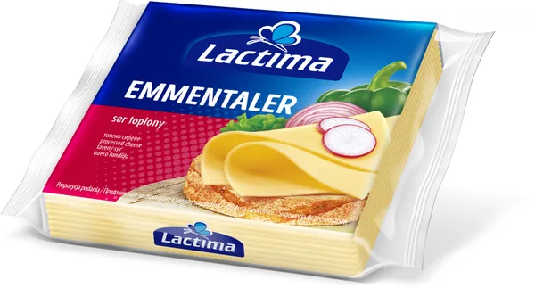 Kausētais siers Emmentaler šķēlītēs 130g, Lactima