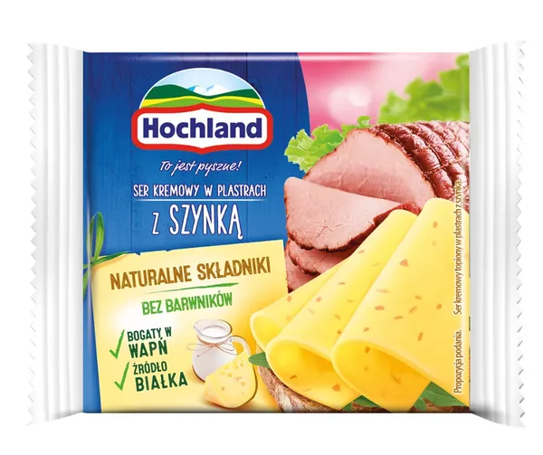 Kausētais siers šķēlēs ar šķiņķi 130g, Hochland