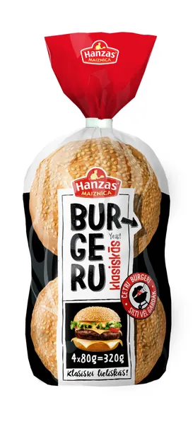 Klasiskās Burgeru maizītes 4 gab. 320g, Hanzas Maiznīca