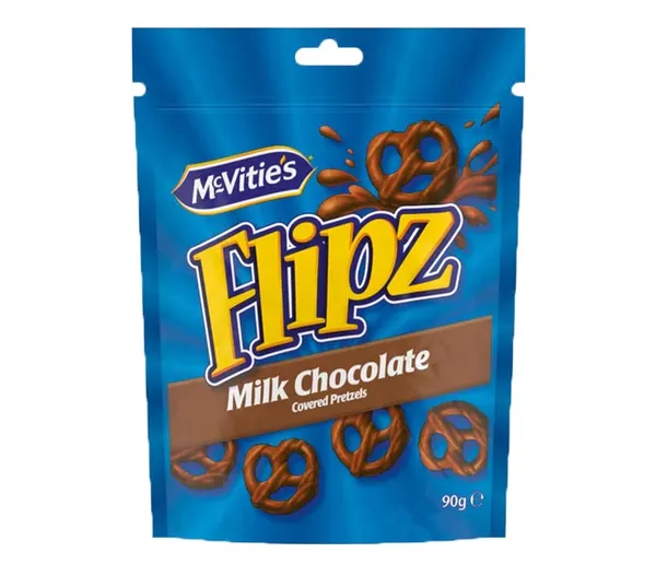 Kliņģerīši Milk Chocolate Coated pretzels Flipz 90g, McVities