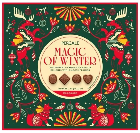 Konfekšu izlase piena Magic of Winter 114g, Pergale