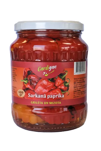 Konservēta sarkanā paprika, grilēta un mizota 680g (400g), Gardigan