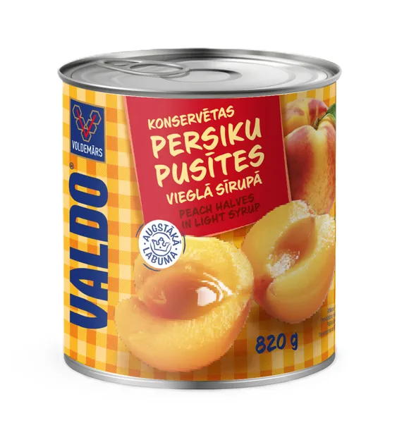 Persiku pusītes vieglā sīrupā Valdo 850ml/820g/470g