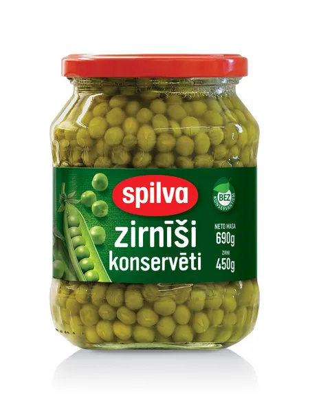 Konservēti zirnīši 690g (450g), Spilva