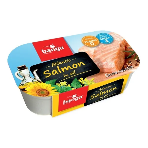 Konservs Atlantijas lasis eļļā 120g (84g), Banga