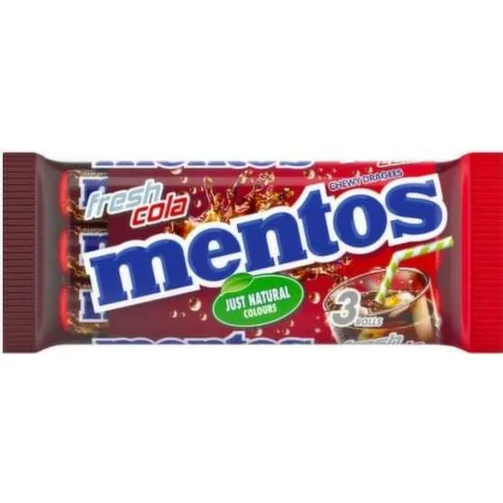 Košļājamās konfektes Mentos Cola 3x38g