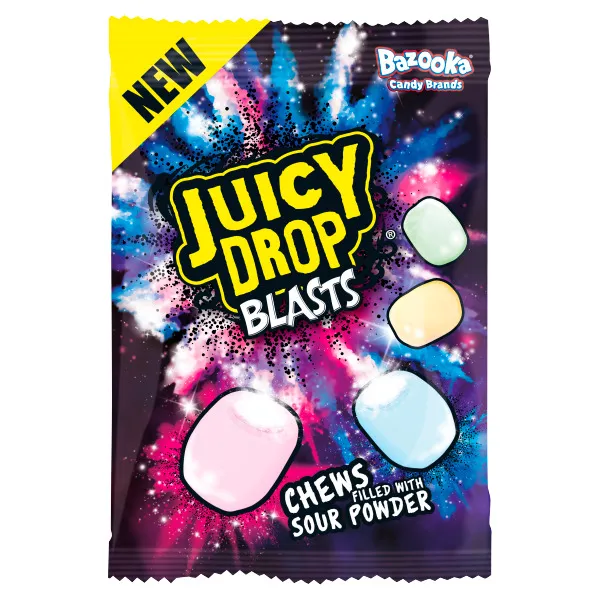 Košļājamās konfektes Juicy Drop Blasts 120g, Bazooka