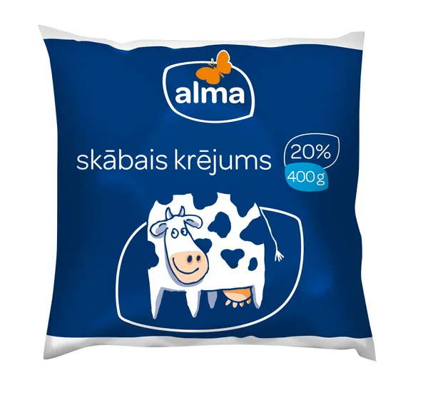 Krējums skābais 20% 400g, Alma