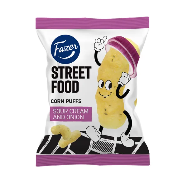 Kukurūzas nūjiņas ar skābā krējuma un sīpolu garšu Street Food 80g, Fazer