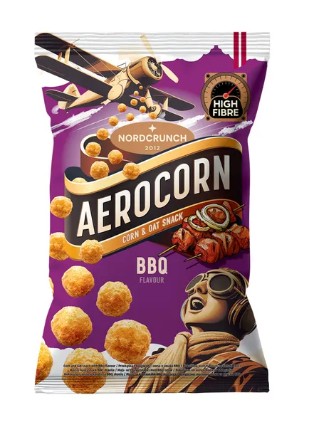 Kukurūzas un auzu uzkoda ar BBQ garšu 100g, Aerocorn