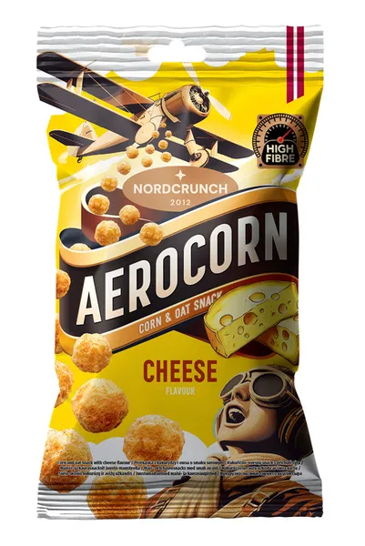 Kukurūzas un auzu uzkoda ar siera garšu 100g, Aerocorn