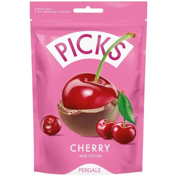 Liofilizēti ķirši Pergale Picks piena un kakao glazūrā 90g
