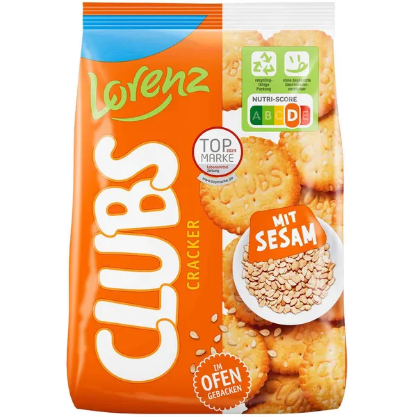 Lorenz Clubs krekeri ar sezama seklam 180g NEW