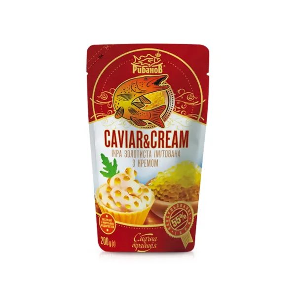 Mākslīgie ikri zeltainie ar mērci 200g, Ribanov