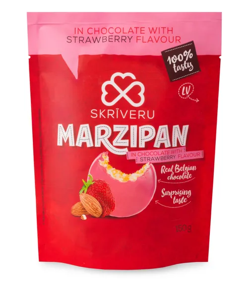 Marcipāns zemeņu šokolādē 150g