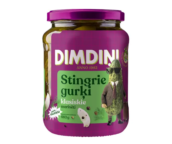 Marinēti gurķi, klasiskie 660g (330g), Dimdiņi