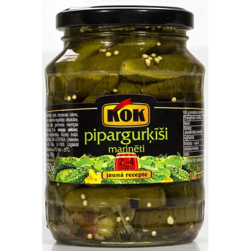 Marinēti Pipargurķīši (2-5cm) 350g (190g), KOK