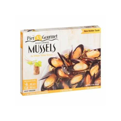 Mīdijas saldētas, baltvīna mērcē 454g, Pier 33 Gourmet