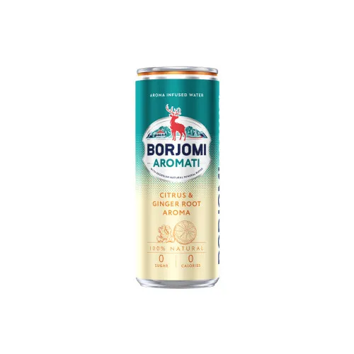 Minerālūdens ar Citrus - Ginger aromātu 330ml CAN, Borjomi