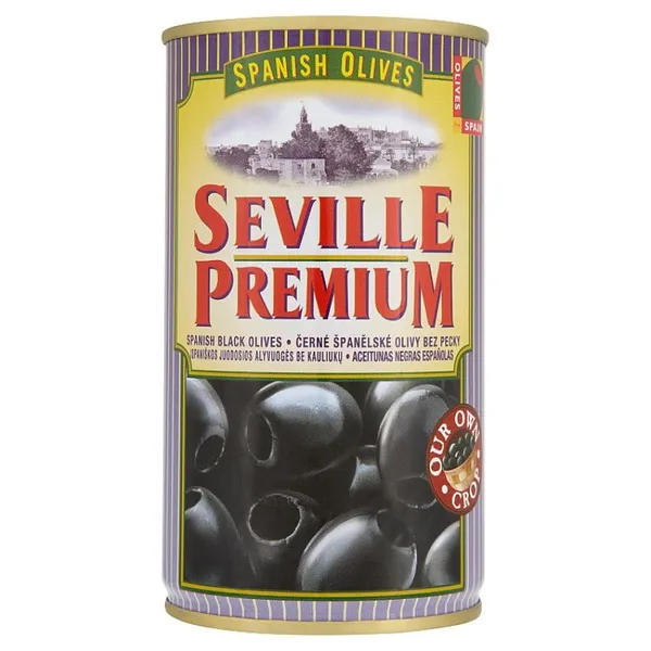 Olīves melnās b/k 350g (150g), Seville Premium