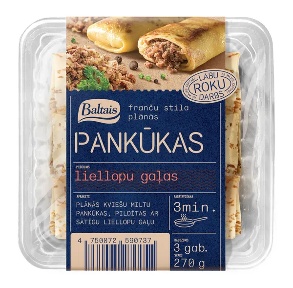 Pankūkas ar liellopu gaļas pild. 3x90g, Baltais
