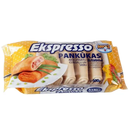 Pankūkas saldētas, ar kūpinātu c/g un sieru Ekspresso 500g, Ariols