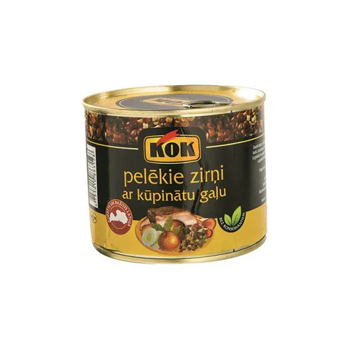 Pelēkie zirņi KOK ar kūpinātu gaļu 550g metāla bundžā