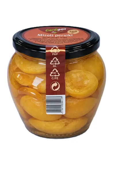 Persiku pusītes sīrupā, mizotas 560g (300g), Gardigan