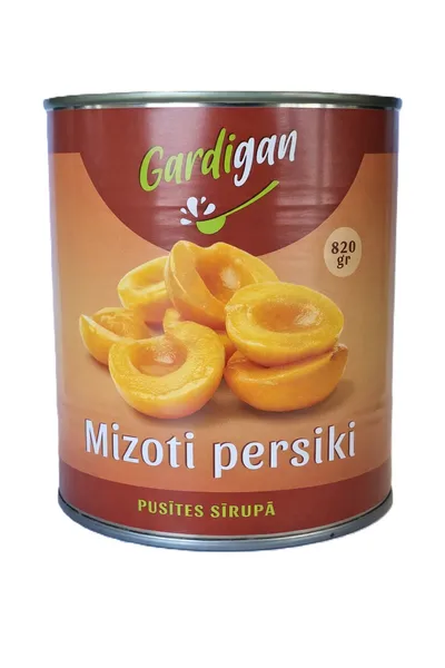 Persiku pusītes sīrupā, mizotas 820g (480g), Gardigan