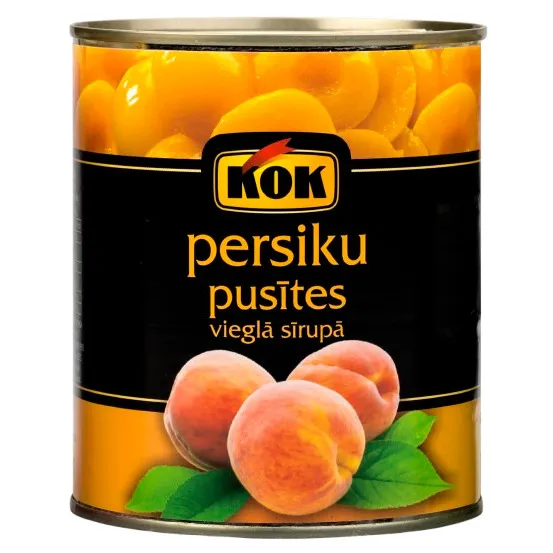 Persiku pusītes vieglā sīrupā Kok 820g/480g