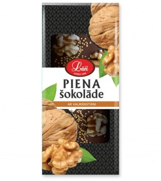 Piena šokolāde ar valriekstiem 90g, Lāči
