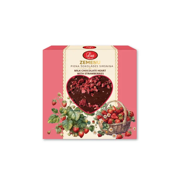 Piena šokolādes sirsniņa ar zemenēm 25g, Lāči
