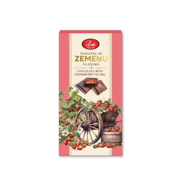 Piena šokolādes tāfelīte ar zemenēm 100g, Lāči