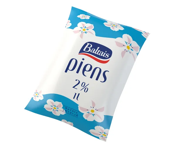 Piens 2% plēvē 1l, Baltais