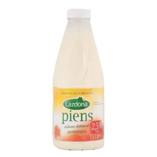 Piens 2.5 % pudelē 1l, Lazdona