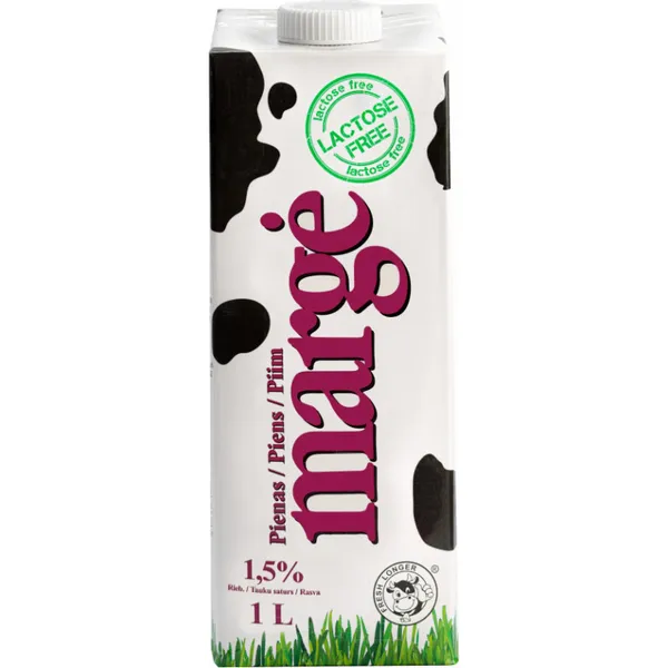 Piens MARGE Bez laktozes 1.5%, UHT, 1 l
