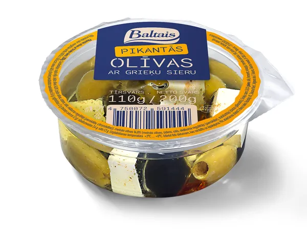 Pikantās olīvas ar Grieķu sieru 200g, Baltais