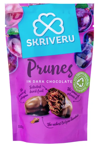 Plūmes Skrīveru tumšajā šokolādē 110g