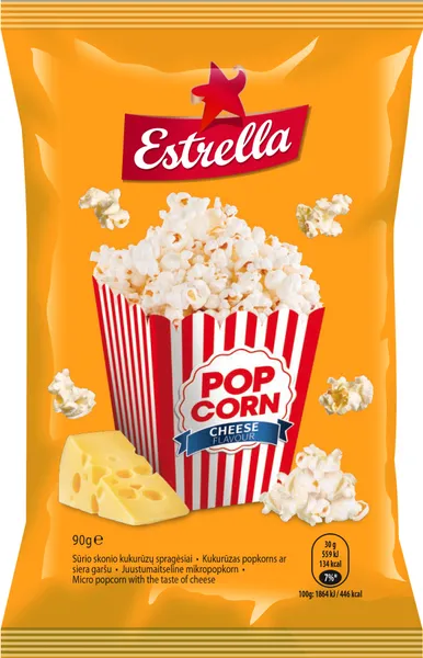 Popkorns ar siera garšu 90g, Estrella