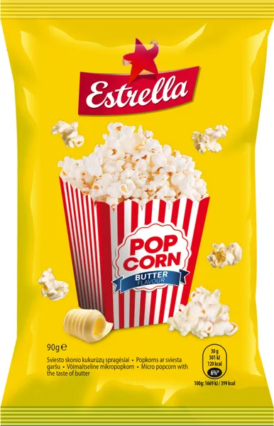Estrella popkorns ar sviesta garšu 90g
