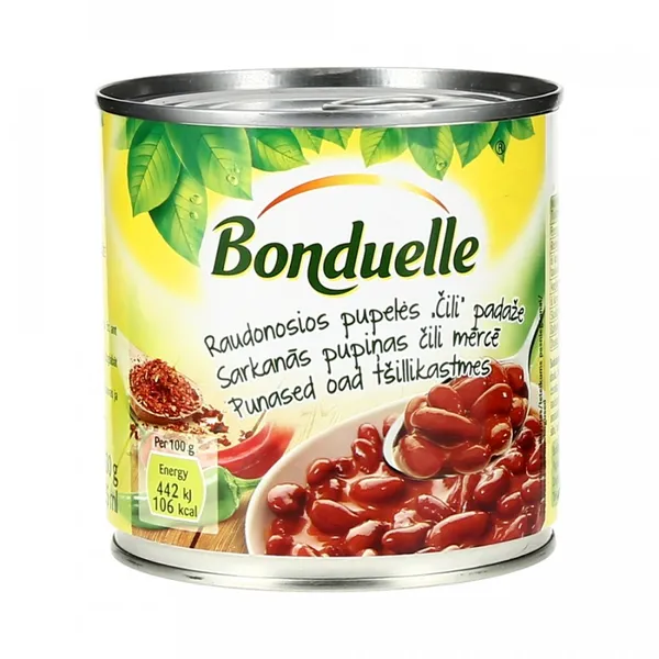Pupiņas čili mērcē 490g (430g), Bonduelle