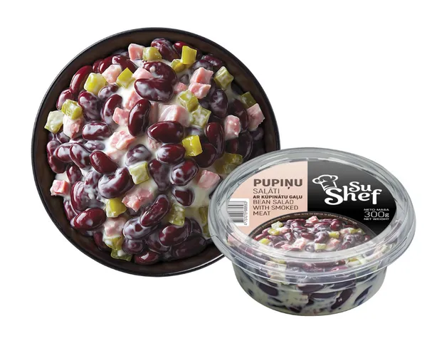 Pupiņu salāti ar kūpinātu gaļu 300g, GN Ādaži