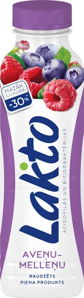 Raudz. piena prod. melleņu, aveņu 450g, Lakto