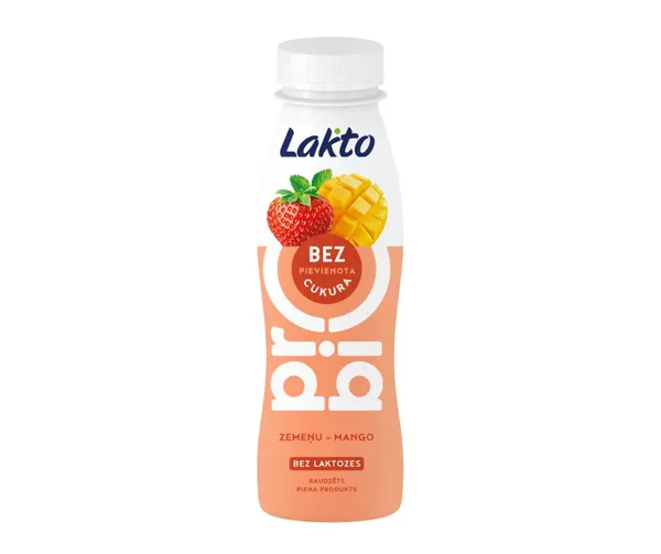 Raudzēts piena produkts, bezlaktozes, zemene - mango 270g, Lakto