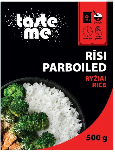 Rīsi ar tvaiku apstrādāti Parboiled 4x125g, Taste Me